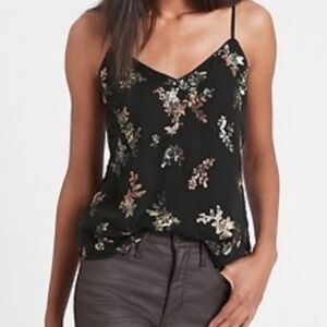 NWT Banana Republic LARGE Black Floral Beaded Camisole Tank Fairy Romantic vamp